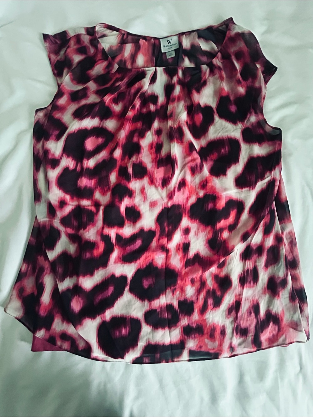Worthington Fuchsia Leopard Print Sleeveless Blouse